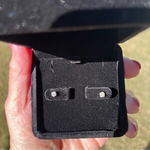 Natural Diamond Stud Earrings .30 Carat TW 14K White Gold Setting EUC